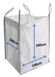Jumbo Big Bulk Bags 1 Tonne Builders Dumpy Sacks 100cm x 100cm x 200cm with Skirt Top and Discharge Spout FIBC