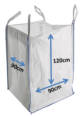 1 Tonne Bulk Bag, Builders Dumpy Sacks 90cm x 90cm x 120cm FIBC - SACKMAN