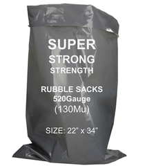 Grey Heavy Duty Rubble Sacks 520 Gauge, LDPE, Size:. 22" x 34 Inches - SACKMAN