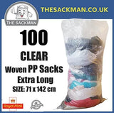 Clear Woven Polypropylene Sacks 71cm x 142cm (28" x 56") Inches