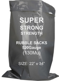 Super Strength XL Rubble Bags, LPDE, Size: 22" x 34" Inches, 520 Gauge