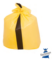 QTY 200 Large Yellow Tiger Stripe Refuse Sack 18x29x38" Inches (457 x 737 x 990mm) Box Qty 200 | Sackman | Sackman