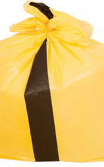 QTY 200 Large Yellow Tiger Stripe Refuse Sack 18x29x38" Inches (457 x 737 x 990mm) Box Qty 200 | Sackman | Sackman