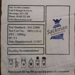 QTY 100 FIBC 1 Tonne Bulk Bag, Builders Dumpy Sacks 85cm x 85cm x 85cm | Sackman | Sackman